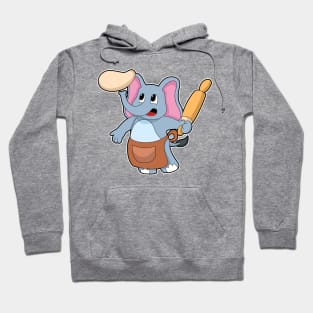 Elephant as Cook with Rolling pin & Dough Hoodie